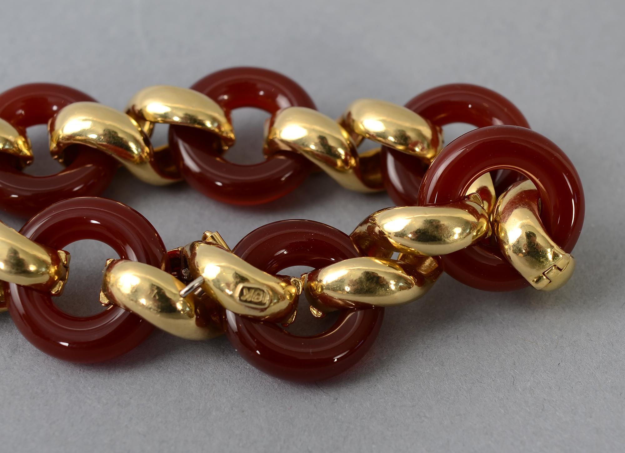 Modern Van Cleef & Arpels Carnelian Gold Bracelet