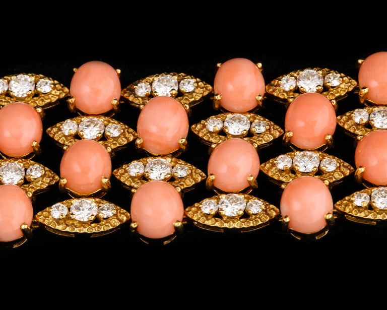 Van Cleef & Arpels Coral and Diamond Bracelet In Excellent Condition In New York, NY