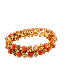 Van Cleef And Arpels Coral and Gold Leaf Bracelet, 1967