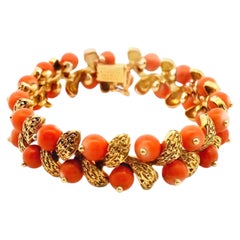 Van Cleef And Arpels Coral and Gold Leaf Bracelet, 1967