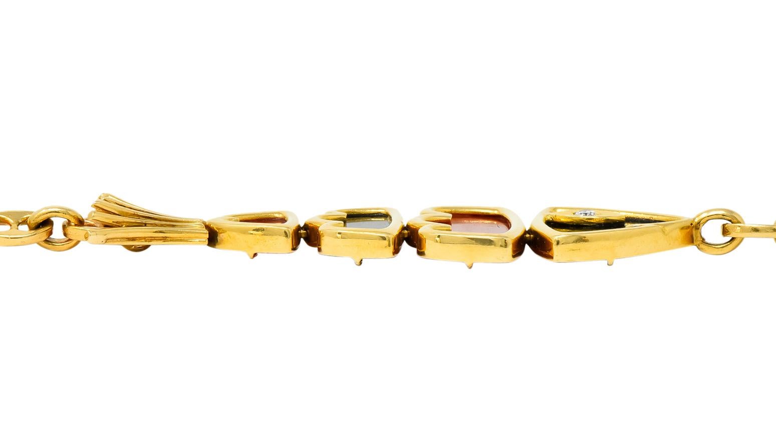 Van Cleef & Arpels Coral Black Onyx 18 Karat Gold Articulated Fish Bracelet 3