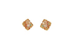 Van Cleef and Arpels delphes earrings yellow gold coral chrysophrase