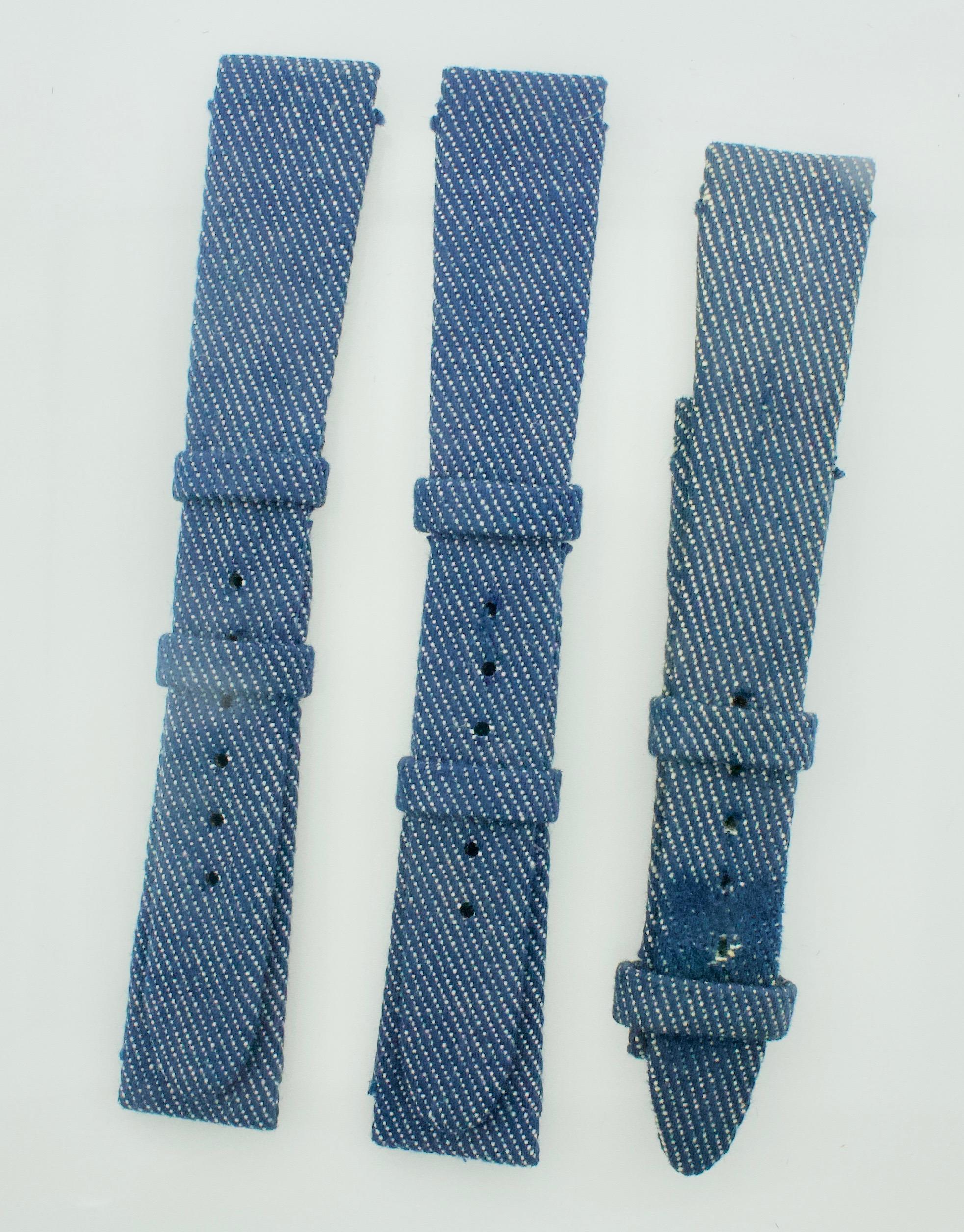 Van Cleef & Arpels Denim-Uhr aus Edelstahl mit 3 Extrabändern und Beutel für Damen oder Herren im Angebot