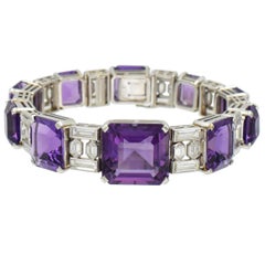 Van Cleef And Arpels Diamond and Amethyst  Bracelet  Platinum.