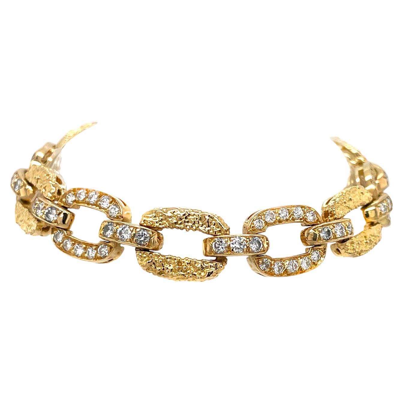 Van Cleef and Arpels Diamond and Textured Gold Bracelet, ca. 1940s For Sale