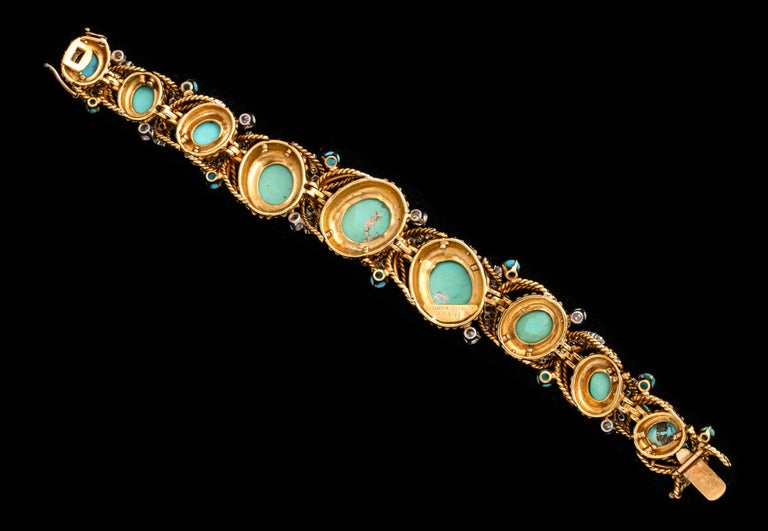 Van Cleef and Arpels Diamond and Turquoise Bracelet For Sale at 1stDibs