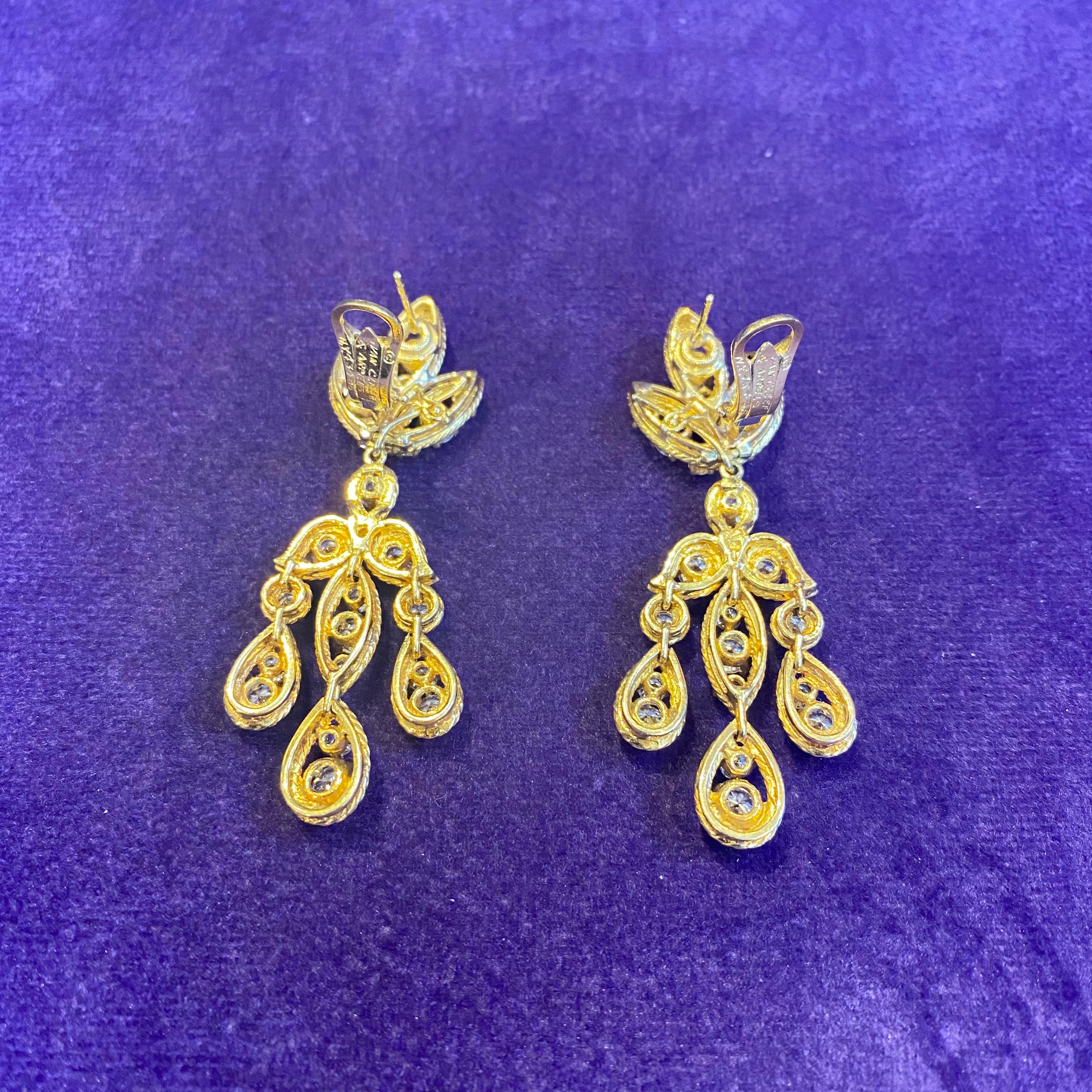 Van Cleef and Arpels Diamond Chandelier Earrings In Excellent Condition In New York, NY