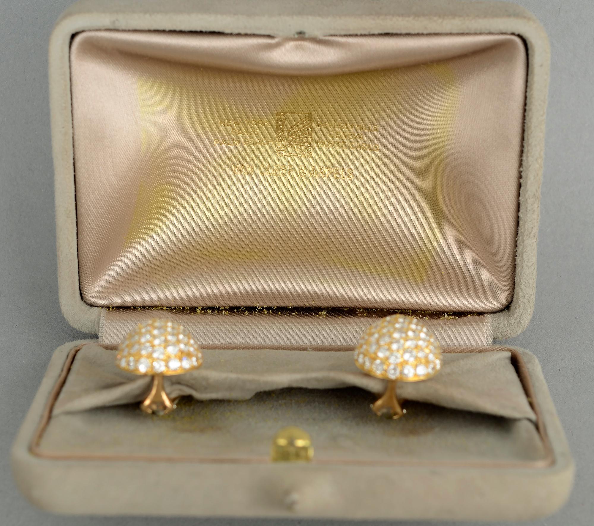 Van Cleef and Arpels pear shaped diamond earrings that are the ultimate in elegant simplicity. The earrings are made of 154 diamonds with a total  weight of approximately 7 carats. The stones are E and F color; VVS1 quality. Backs are clips and