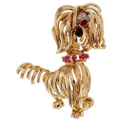 Van Cleef & Arpels Diamant-Gelbgold Hund Brosche