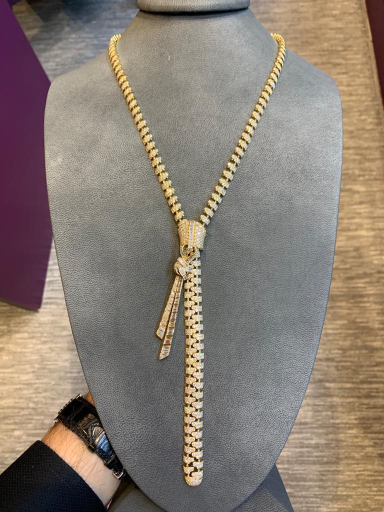 Van Cleef and Arpels Diamond Zipper Drop Necklace For Sale at 1stDibs