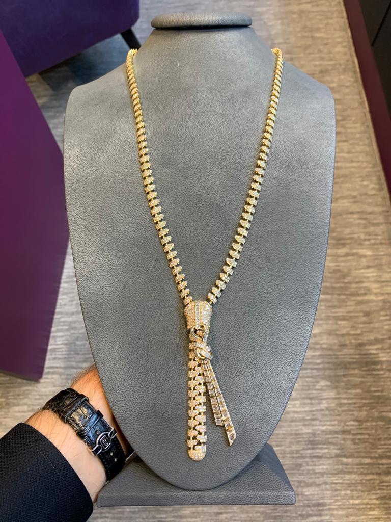 Van Cleef and Arpels Diamond Zipper Drop Necklace For Sale at 1stDibs