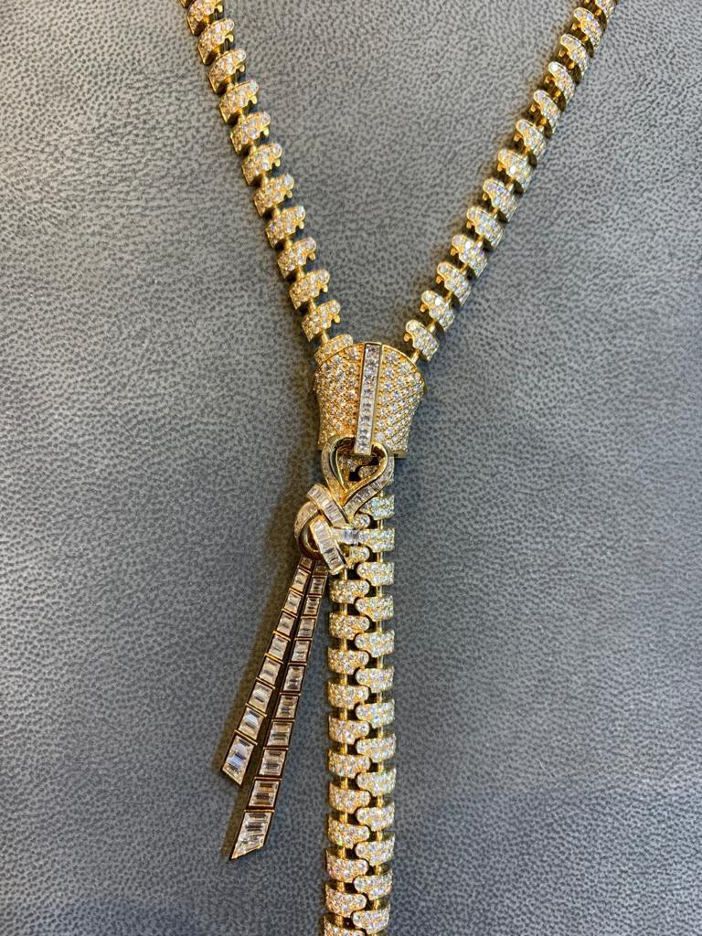 Van Cleef and Arpels Diamond Zipper Drop Necklace For Sale at 1stDibs