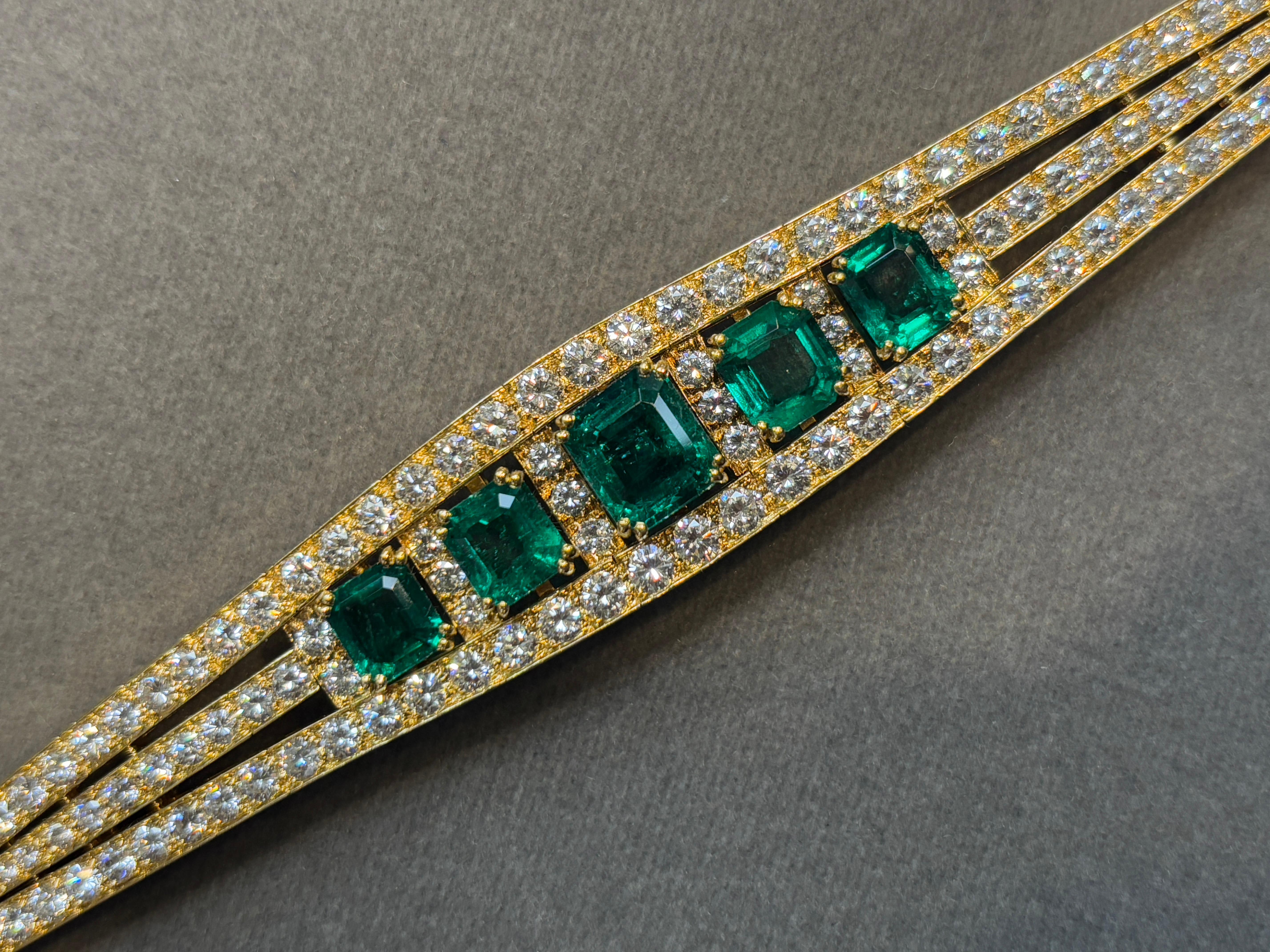 Van Cleef & Arpels Smaragd- und Diamantarmband im Angebot 1