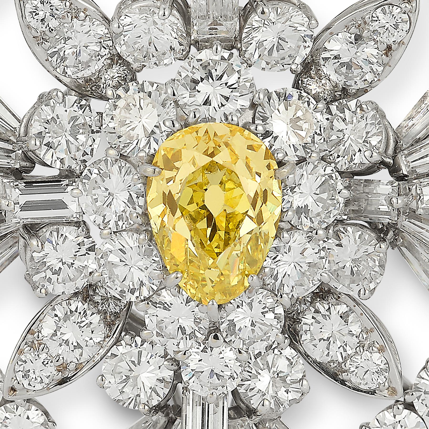 Old Mine Cut Van Cleef and Arpels Fancy Intense Yellow Diamond Brooch For Sale