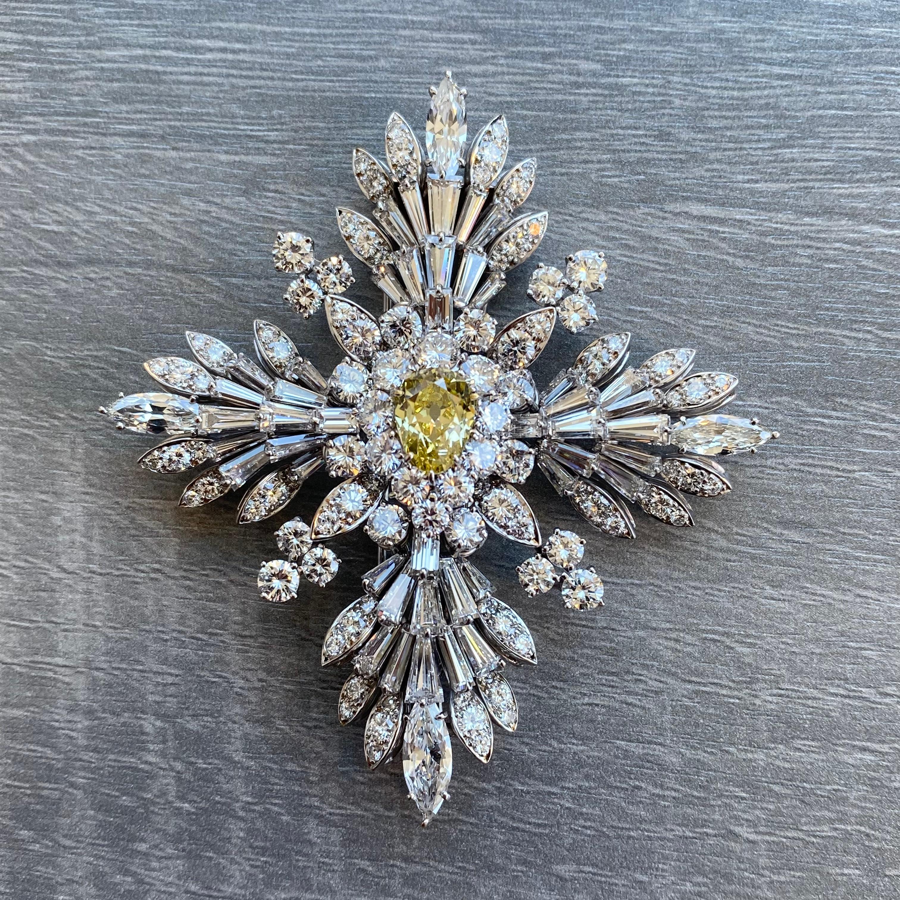 Women's Van Cleef and Arpels Fancy Intense Yellow Diamond Brooch For Sale