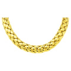 Van Cleef and Arpels French 18 Karat Yellow Gold Woven Collar Vintage Necklace