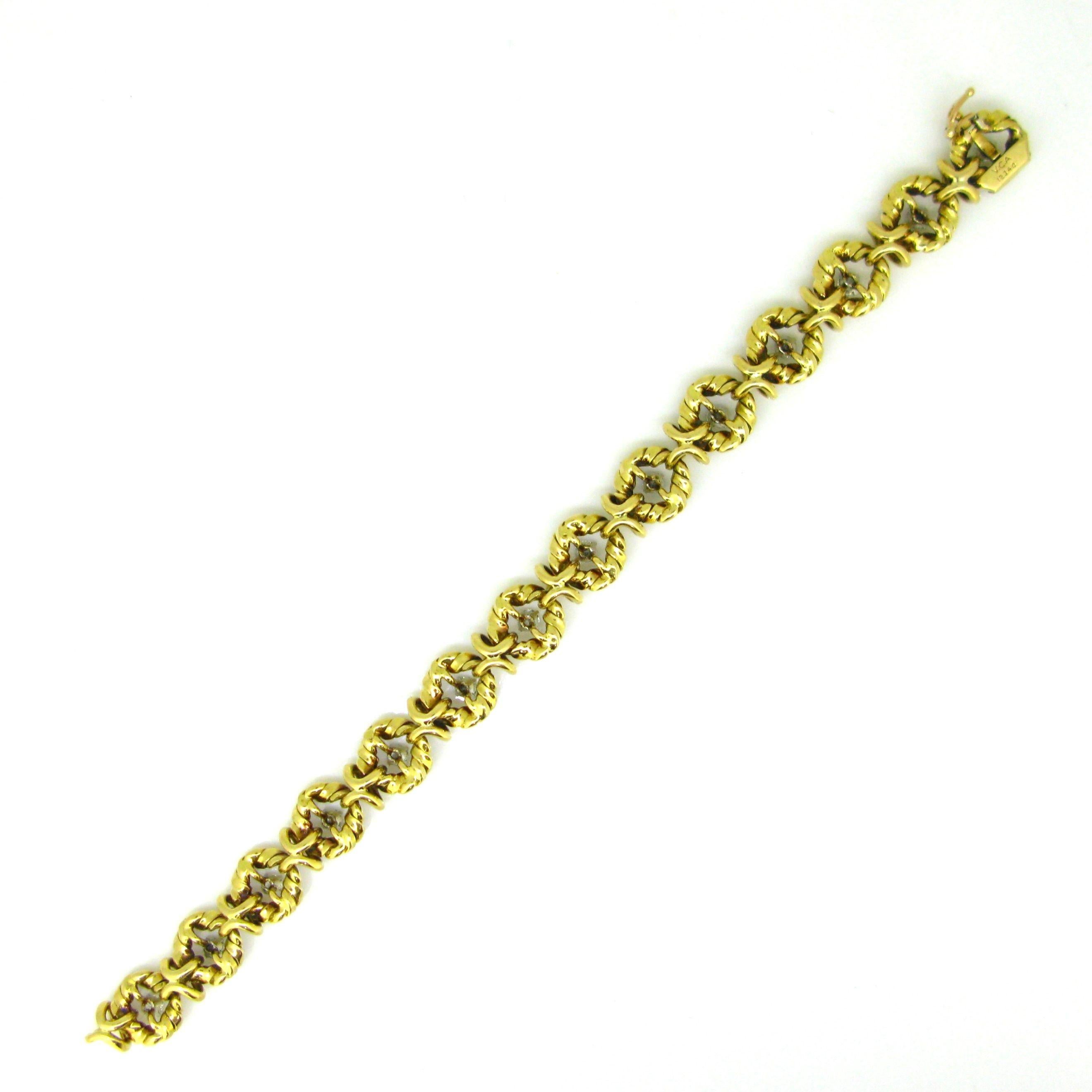 Women's or Men's Van Cleef & Arpels Georges Lenfant Diamonds Yellow Gold Bracelet, circa 1960