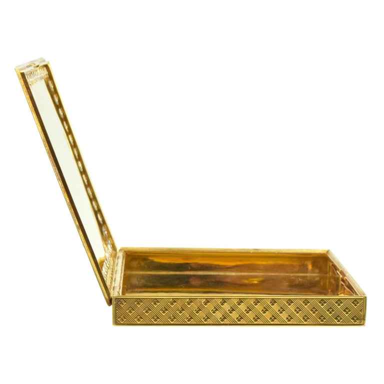 Women's or Men's Van Cleef and Arpels Gold and Diamond Compact For Sale