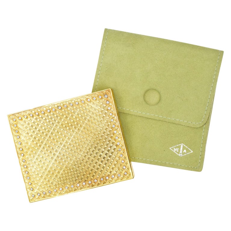 Van Cleef and Arpels Gold and Diamond Compact For Sale