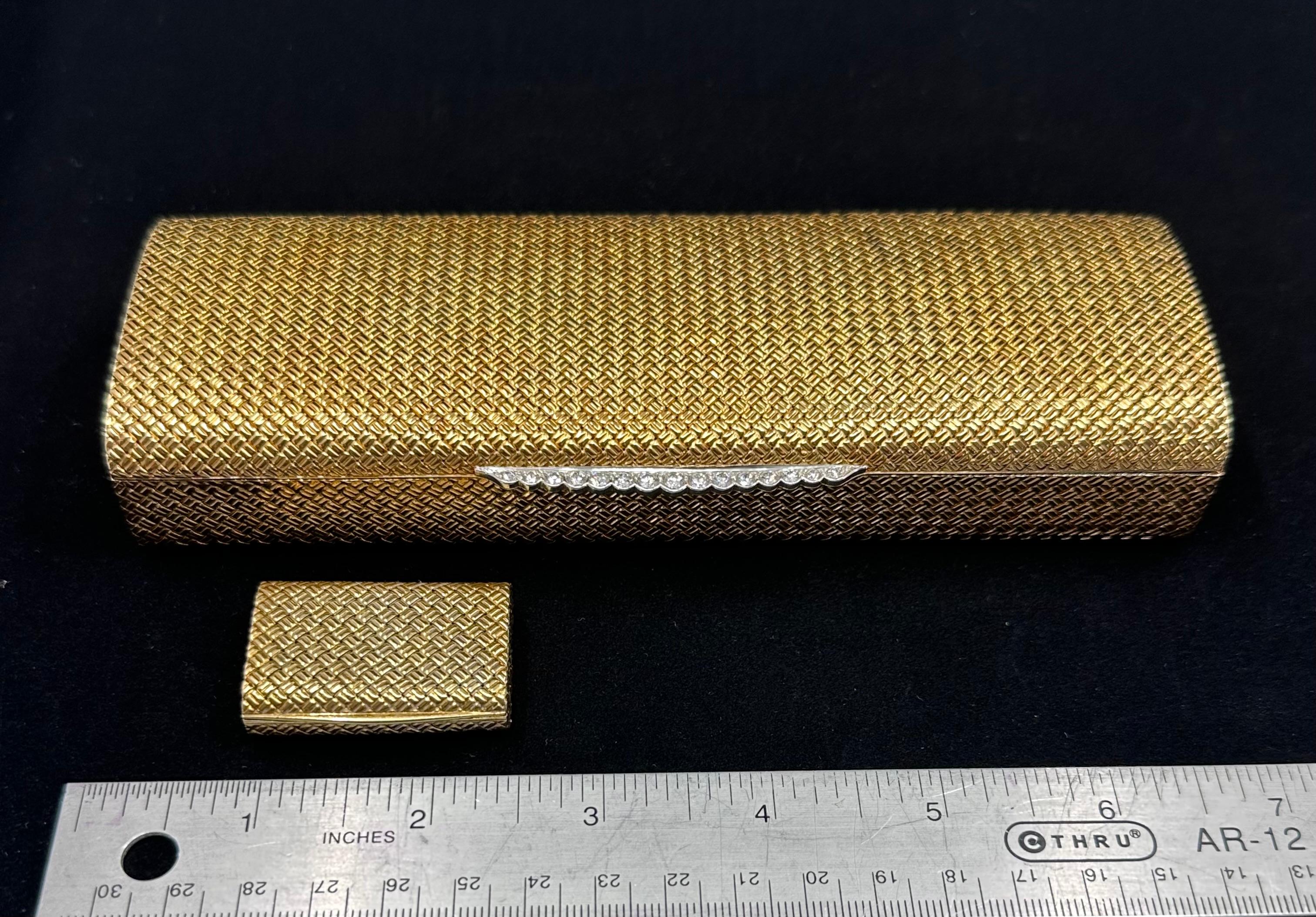 Brilliant Cut Van Cleef and Arpels Gold and Diamond Minaudière Box Clutch  For Sale