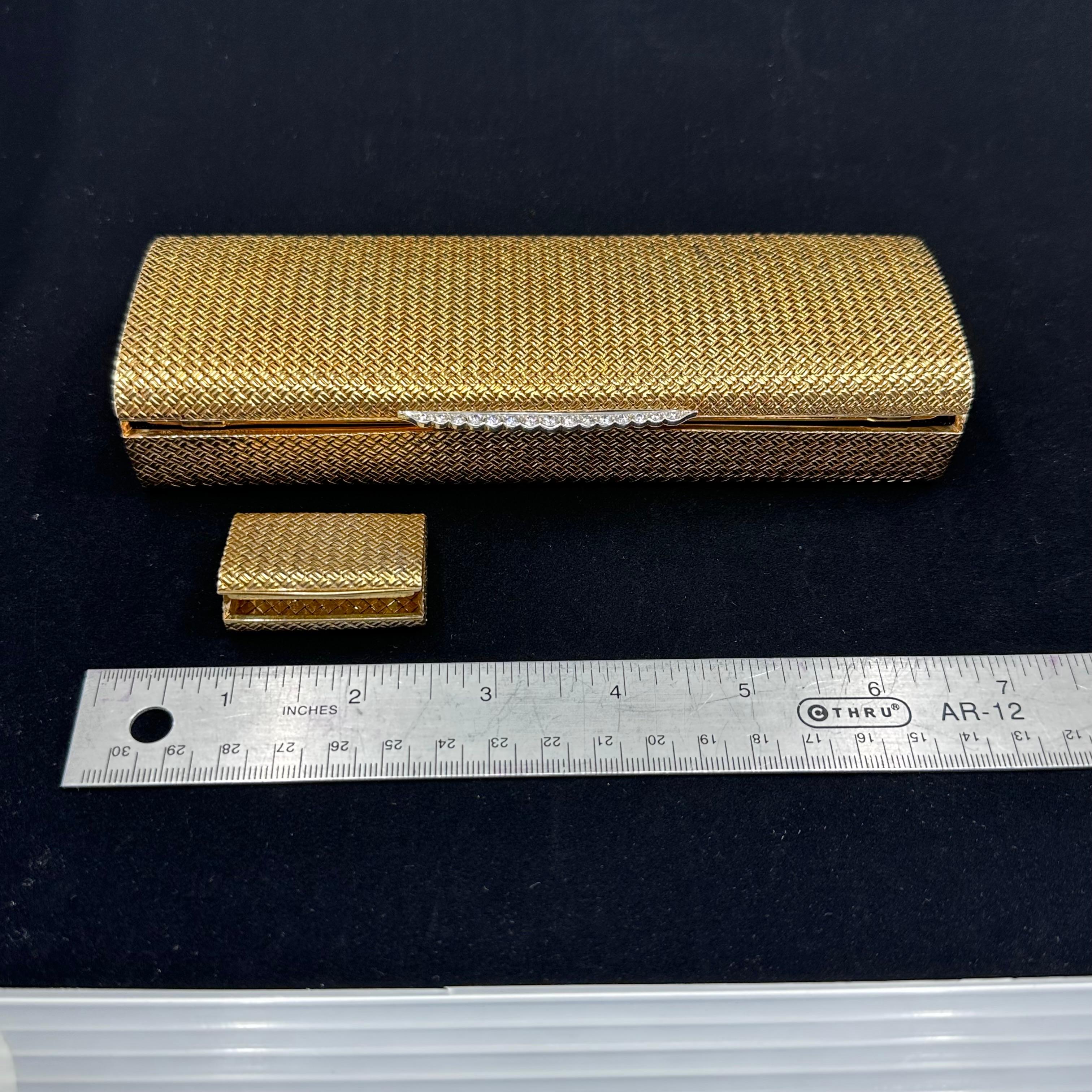 Van Cleef and Arpels Gold and Diamond Minaudière Box Clutch  In Good Condition For Sale In Beverly Hills, CA