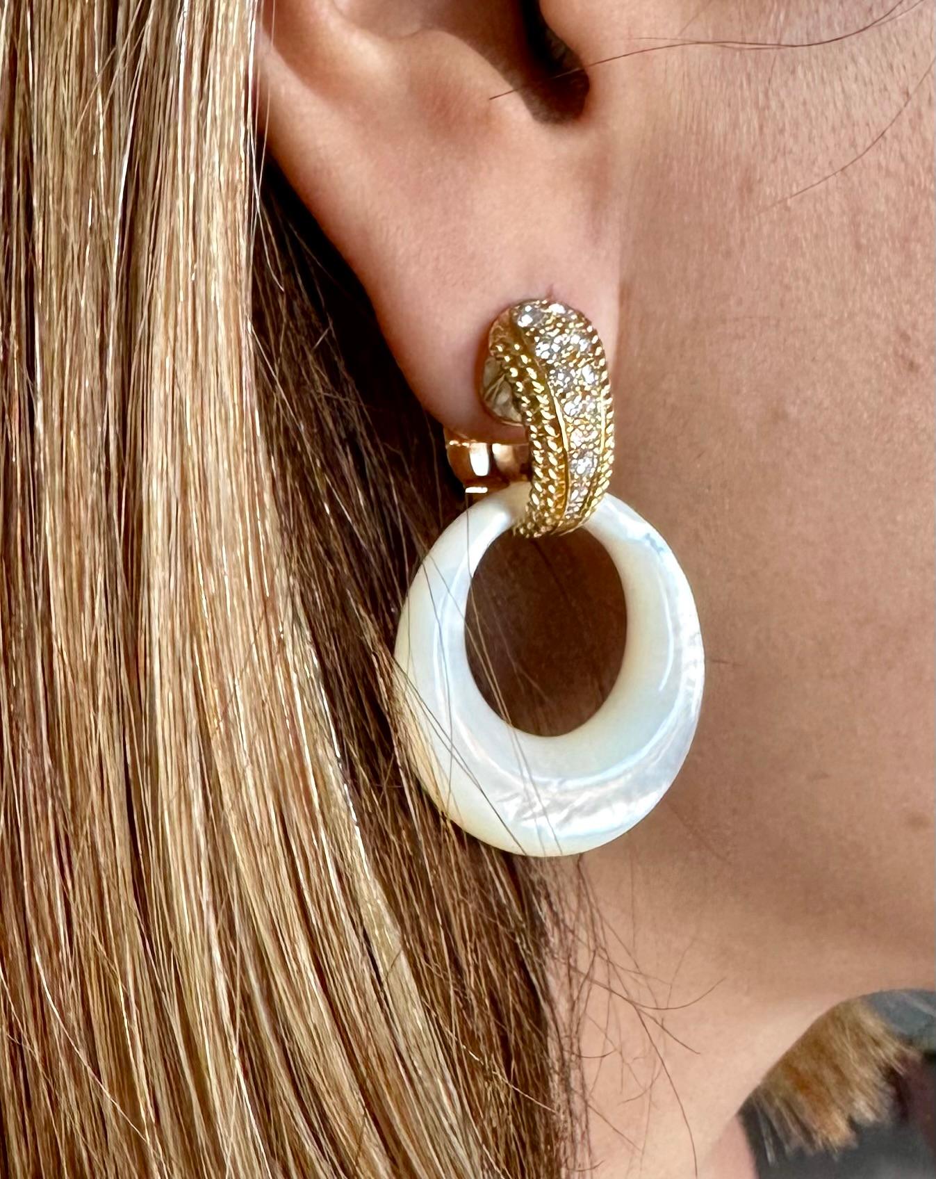 Women's or Men's Van Cleef and Arpels Hoop Diamond Earring  For Sale