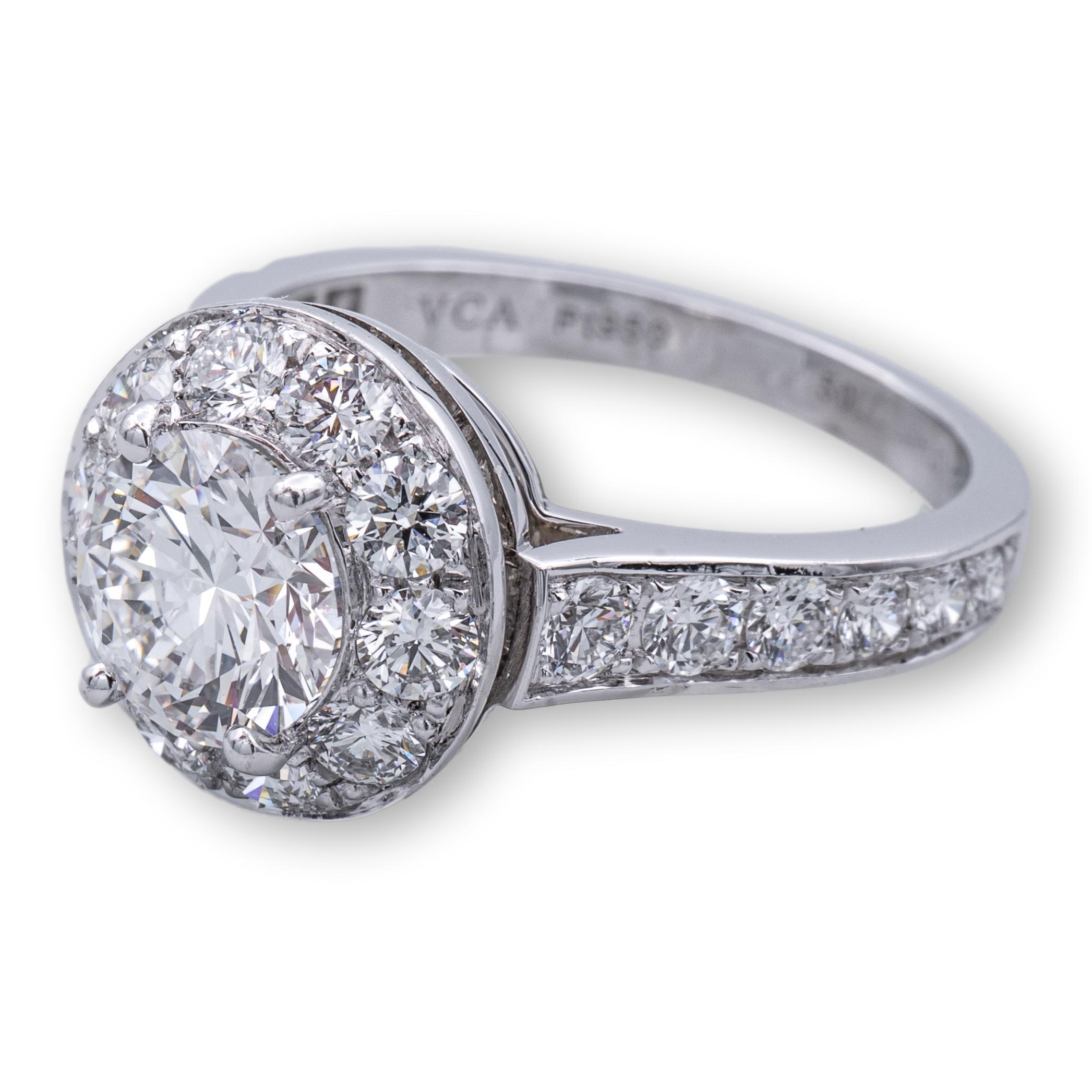 Round Cut Van Cleef and Arpels Icone Diamond and Platinum Engagement Ring 1.02 E VVS2