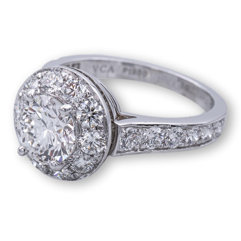 Van Cleef and Arpels Icone Diamond and Platinum Engagement Ring 1.02 E VVS2 at 1stDibs van