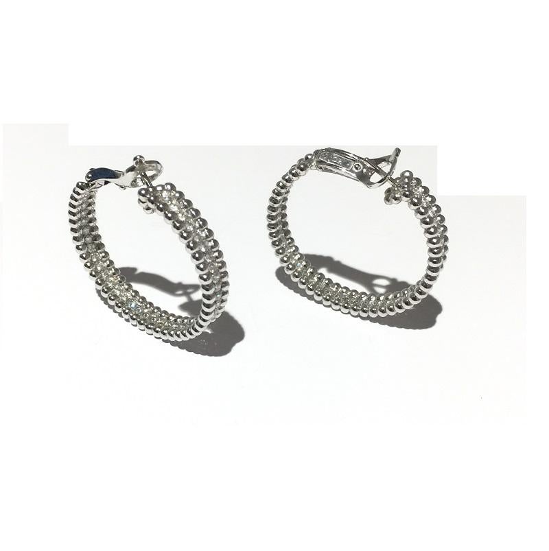Van Cleef and Arpels Ladies Diamond Hoop Earring AR02J000 In New Condition In Wilmington, DE