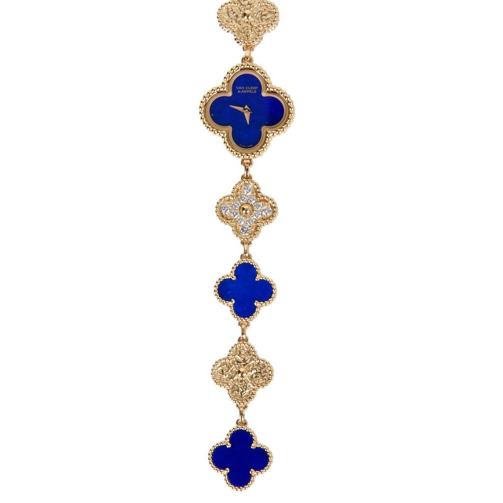Van Cleef & Arpels Lapis Lazuli / Diamond Sweet Alhambra Watch Limited New 4