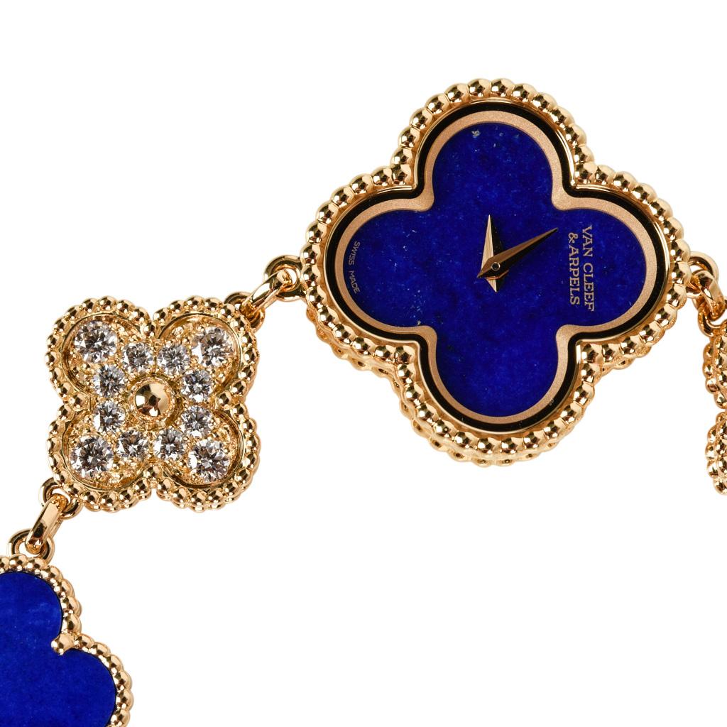 Brilliant Cut Van Cleef & Arpels Lapis Lazuli / Diamond Sweet Alhambra Watch Limited New