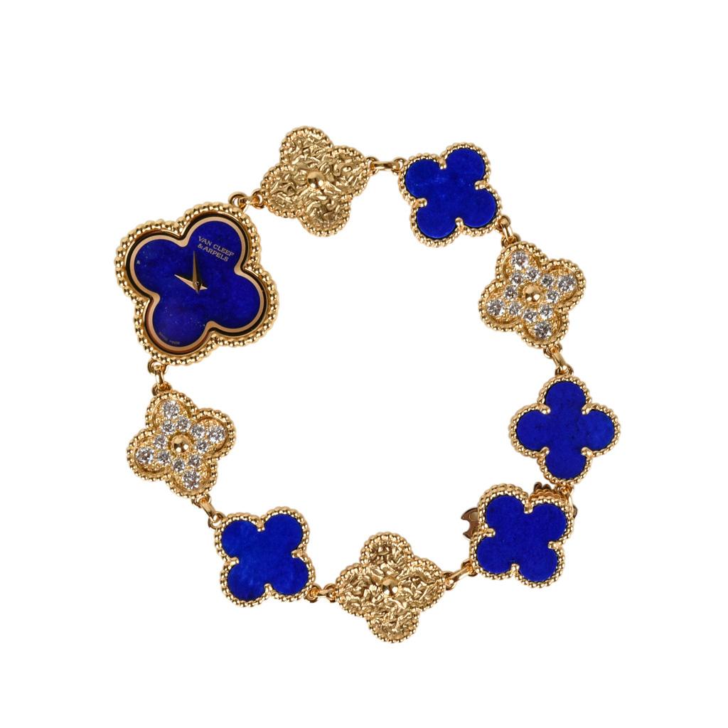 Van Cleef & Arpels Lapis Lazuli / Diamond Sweet Alhambra Watch Limited New In New Condition In Miami, FL