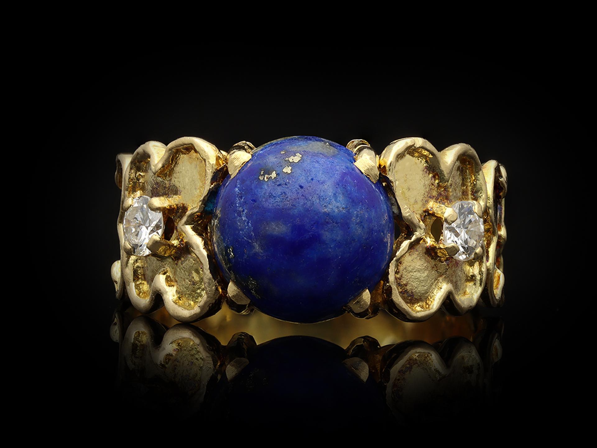 Van Cleef & Arpels Lapis Lazuli and Diamond Ring, circa 1970 For Sale 1