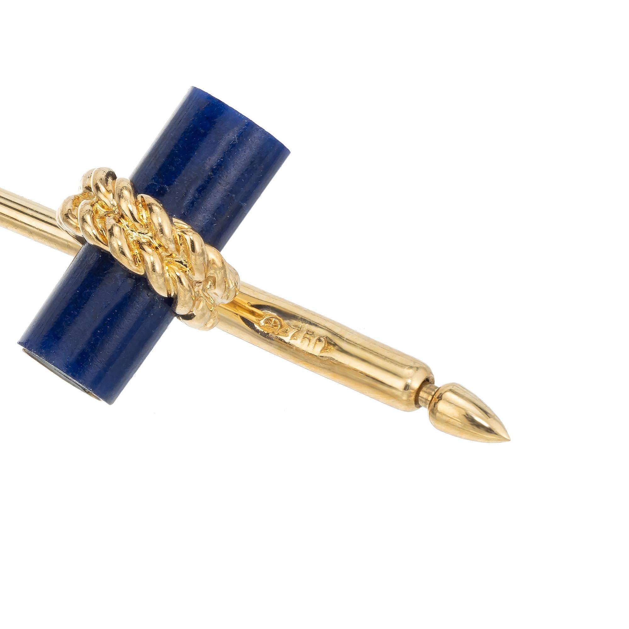 Van Cleef and Arpels Lapis Yellow Gold Shirt Stud Set  In Good Condition For Sale In Stamford, CT