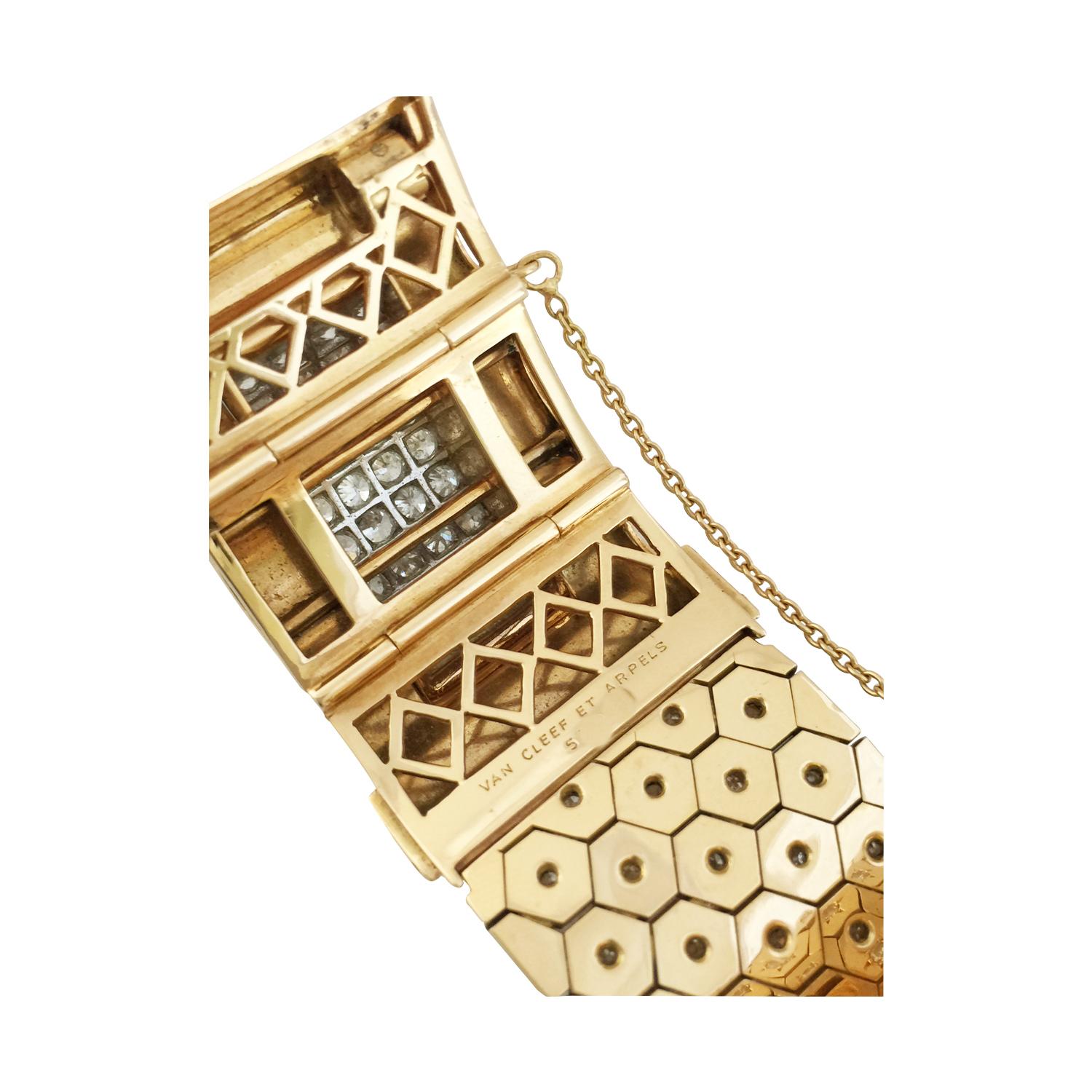 Van Cleef and Arpels Ludo Bracelet, Yellow Gold and Platinum Set with Diamonds 2