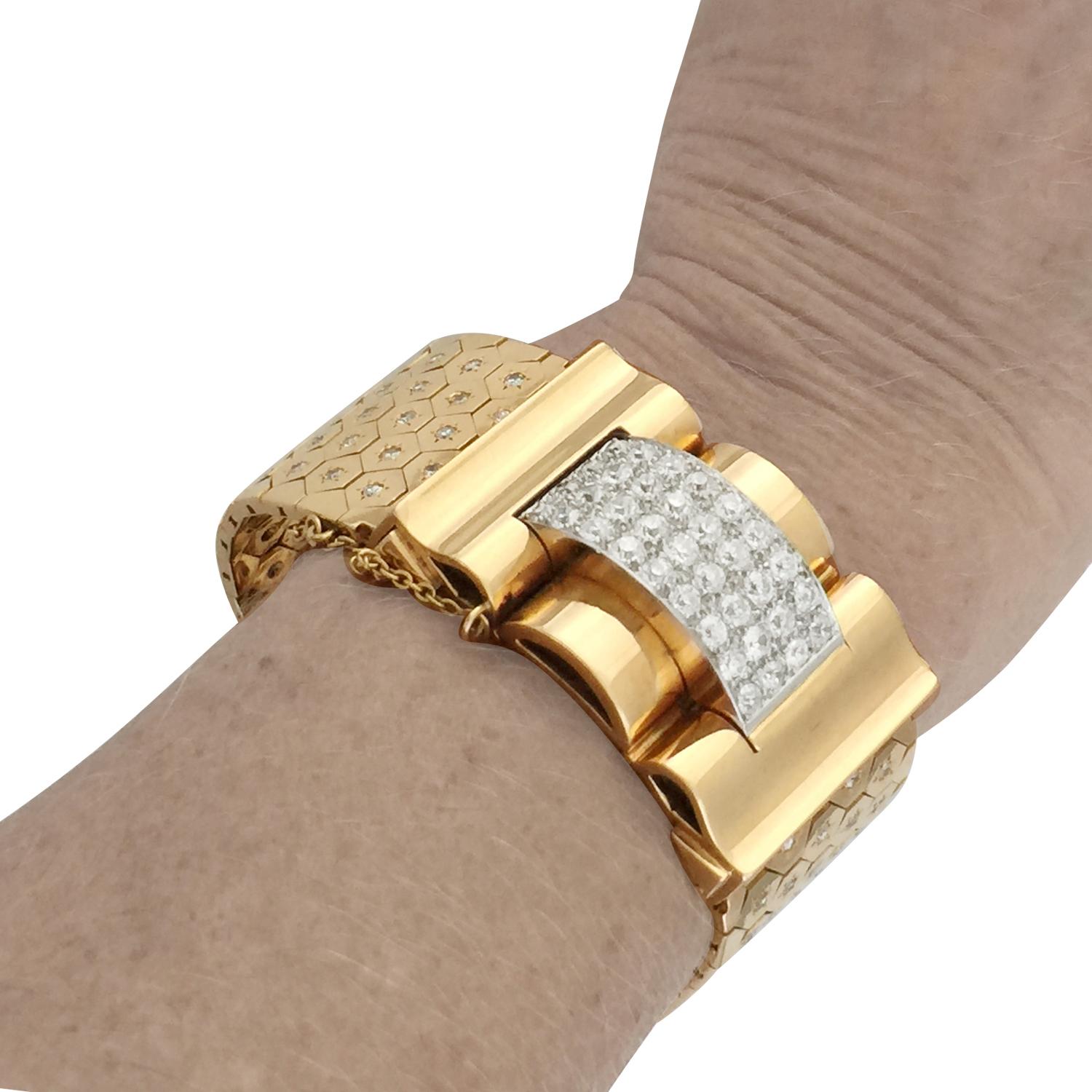 Van Cleef and Arpels Ludo Bracelet, Yellow Gold and Platinum Set with Diamonds 3