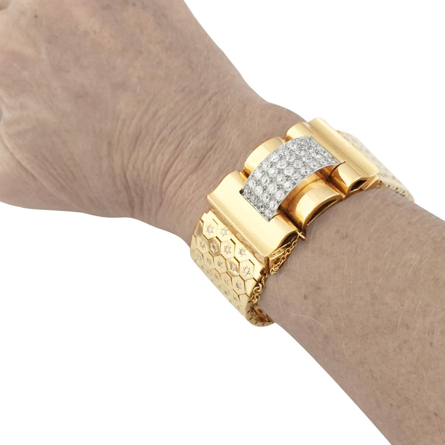 Van Cleef and Arpels Ludo Bracelet, Yellow Gold and Platinum Set with Diamonds 4