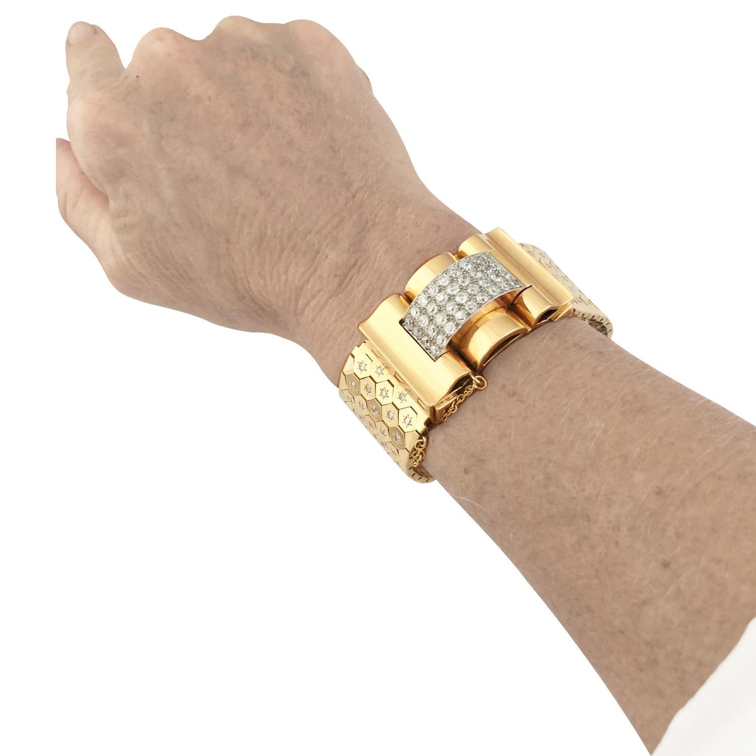 Van Cleef and Arpels Ludo Bracelet, Yellow Gold and Platinum Set with Diamonds 5