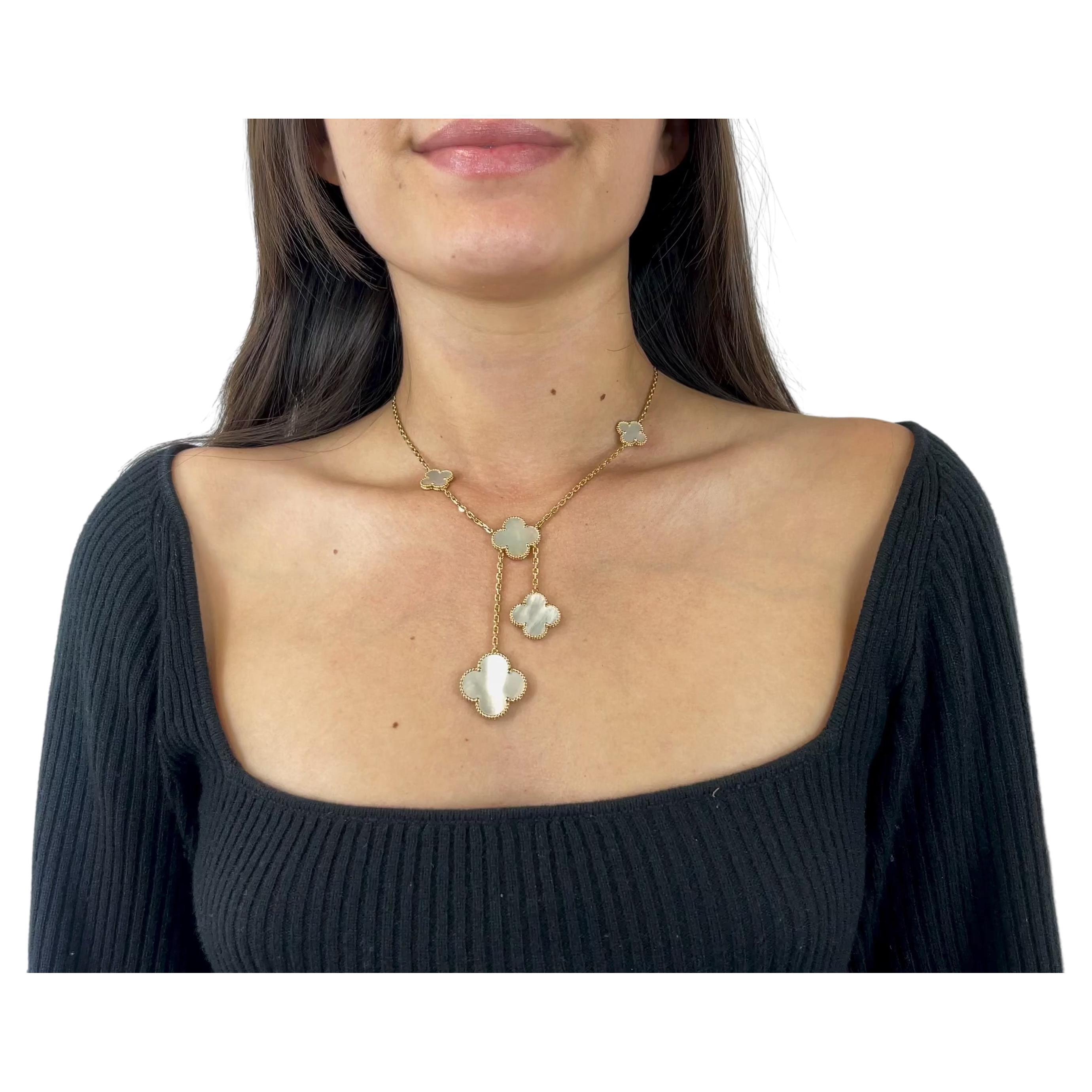 Van Cleef and Arpels Magic Alhambra Mother of Pearl 18 Karat Gold Necklace  at 1stDibs