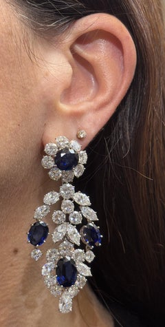 Van Cleef and Arpels Natural Sapphire and Diamond Chandelier Earrings