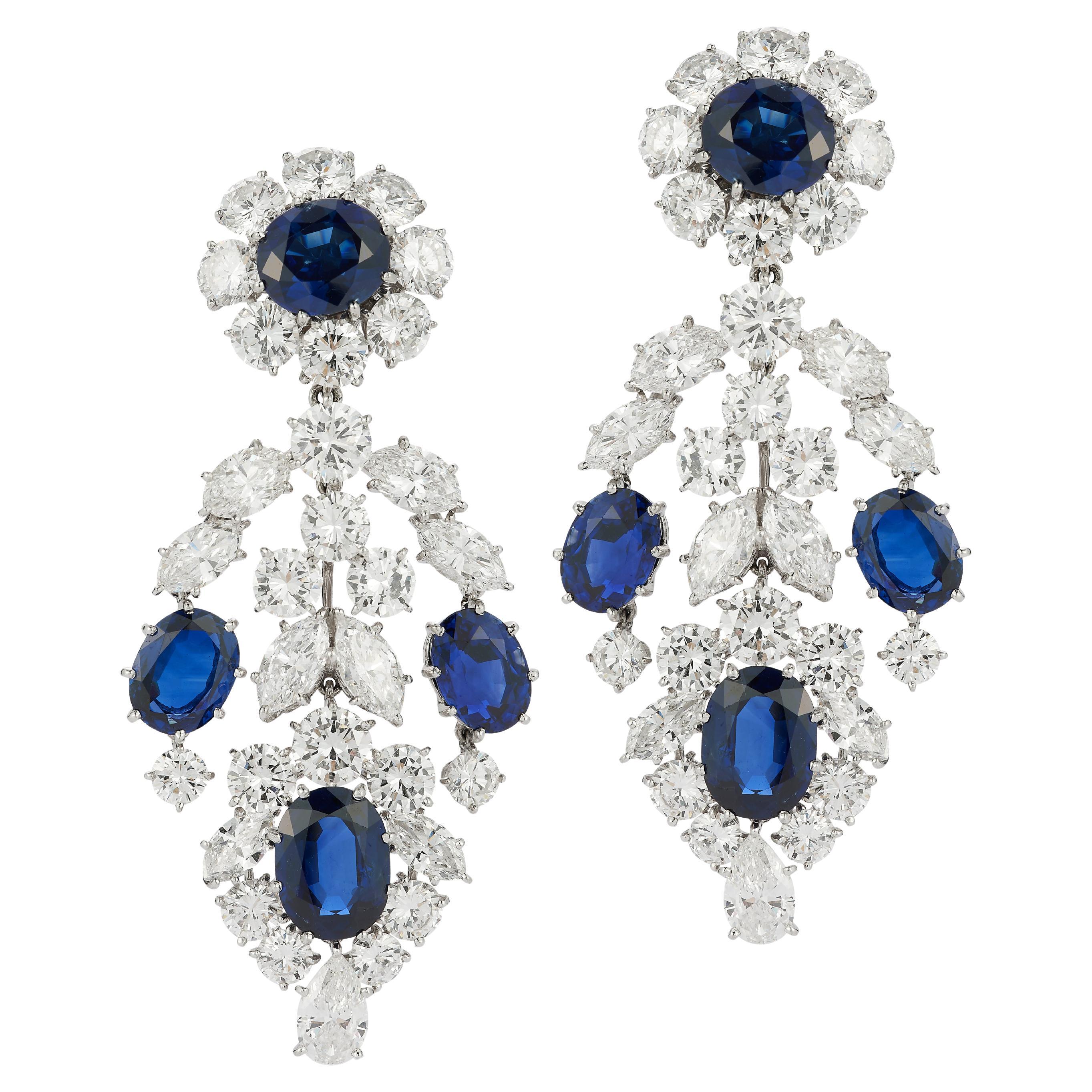 Van Cleef and Arpels Natural Sapphire and Diamond Chandelier Earrings im Angebot