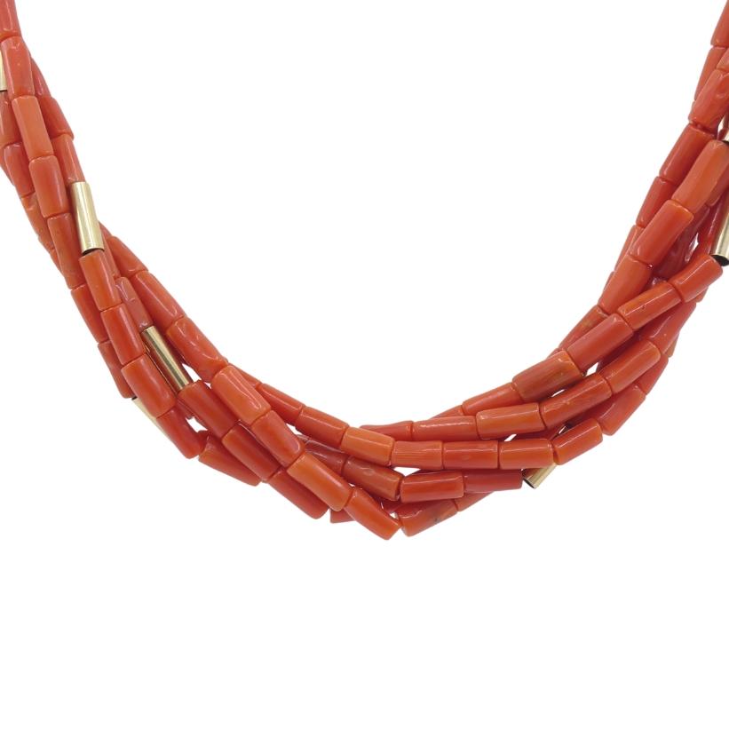 Van Cleef and Arpels Collier multibrins perles de corail en or 14 carats en vente 6