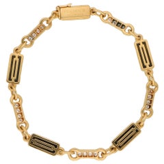 Van Cleef & Arpels Bracelet à chaîne en or jaune 18 carats avec onyx et diamants