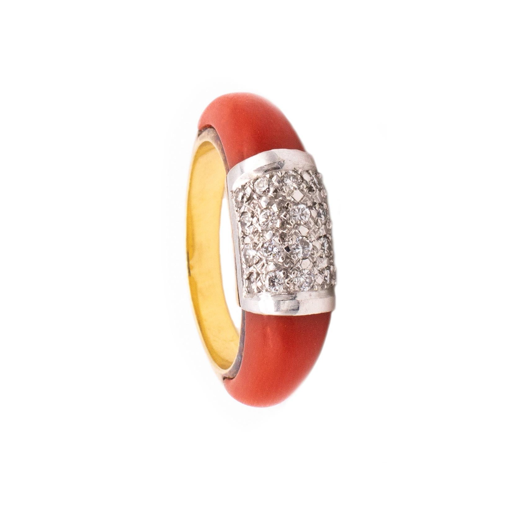 Van Cleef And Arpels Paris Philippines Ring 18Kt Yellow Gold Diamonds Red Coral. 1