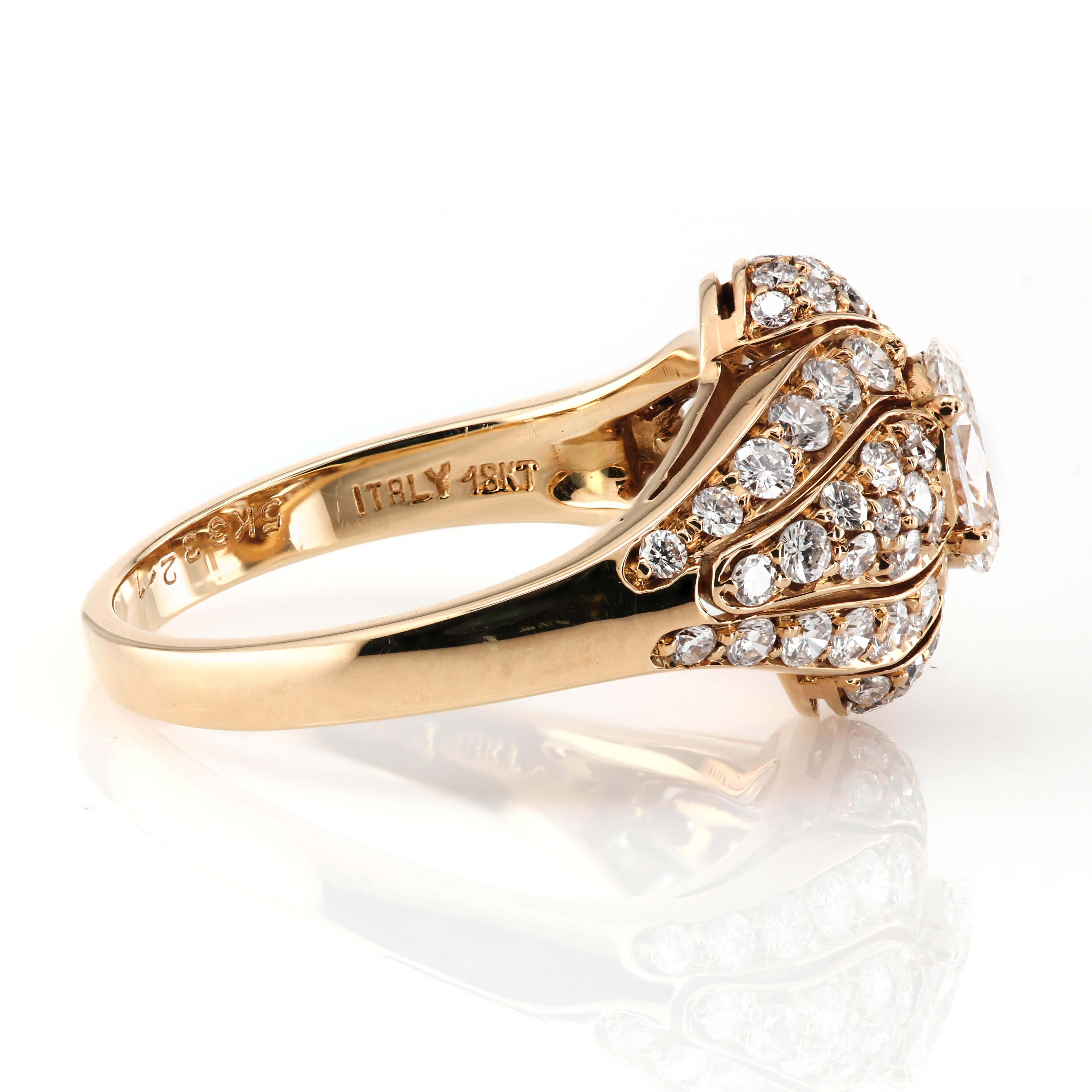 Modern Van Cleef & Arpels Pave 18 Karat Gold Ring with Oval Diamond VCA