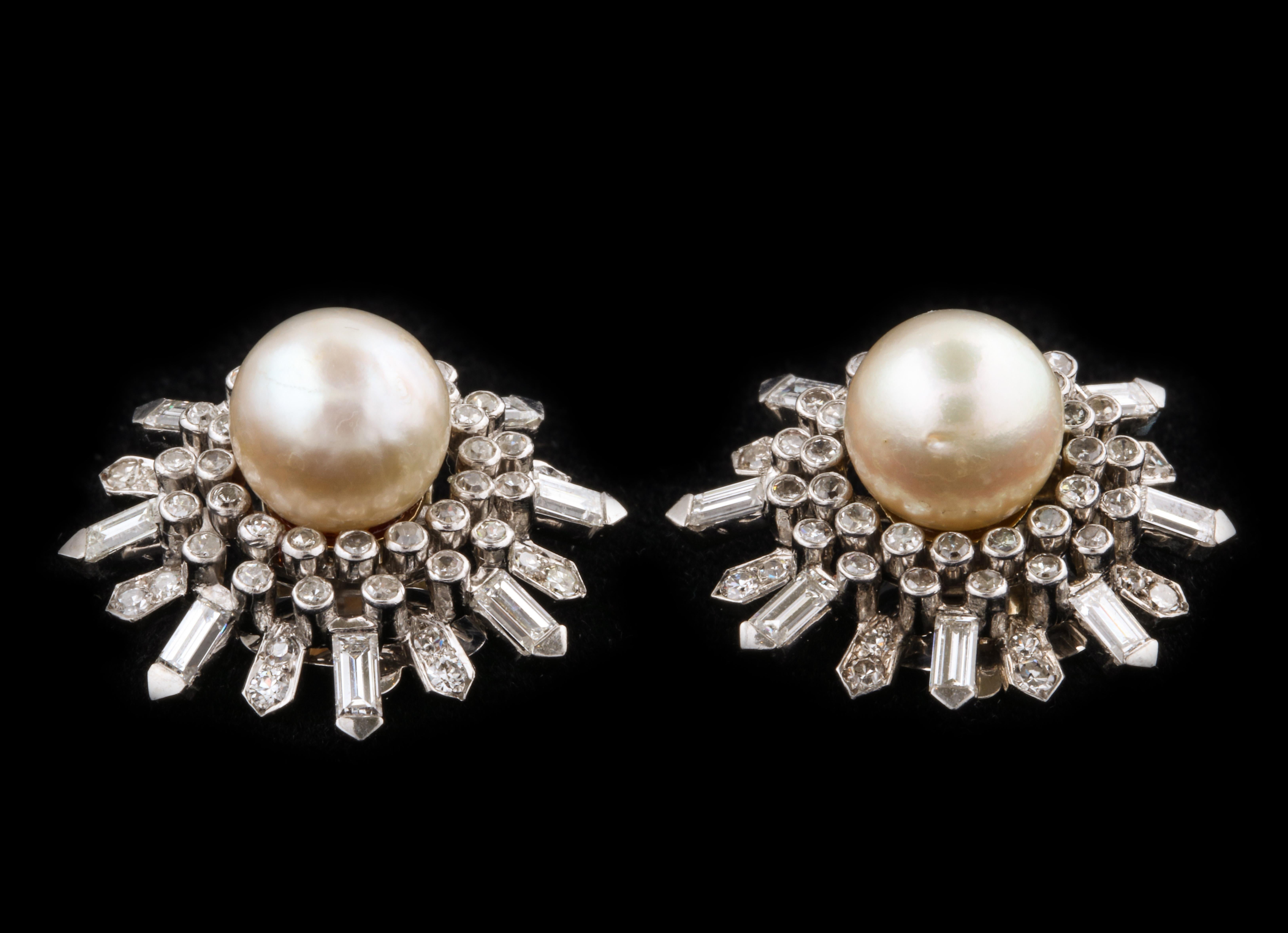 Van Cleef & Arpels Pearl Earrings

Extremely chic fancy cut diamond and pearl earrings made by Van Cleef and Arpels

Made circa 1960

Measure Approximately: 1