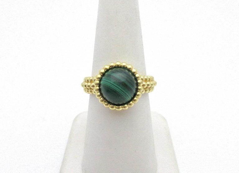 Van Cleef and Arpels Perlee Couleurs Malachite Ring 18 Karat Gold