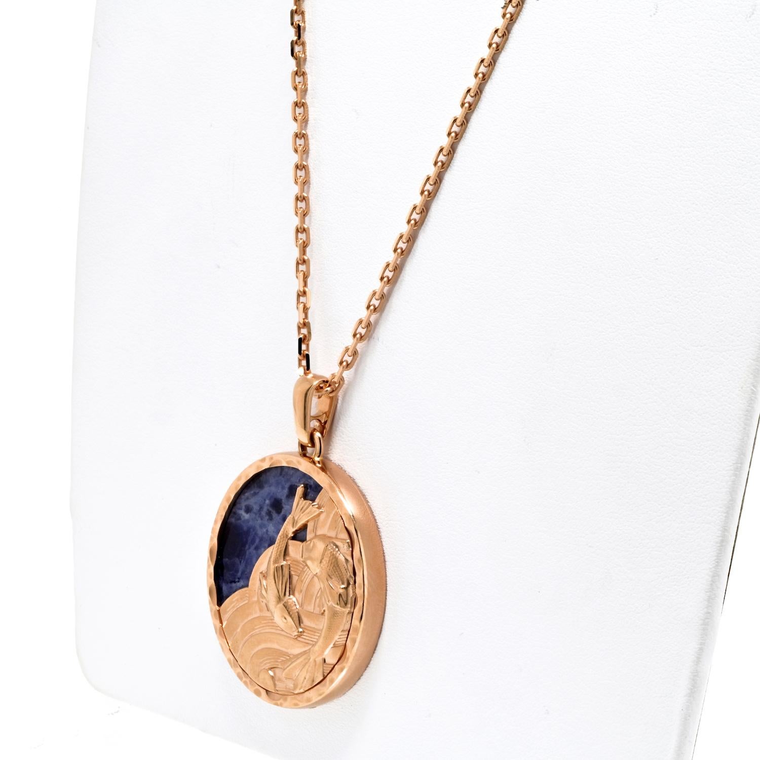 Modern Van Cleef and Arpels Pisces Zodiac Pendant On A Chain Necklace For Sale