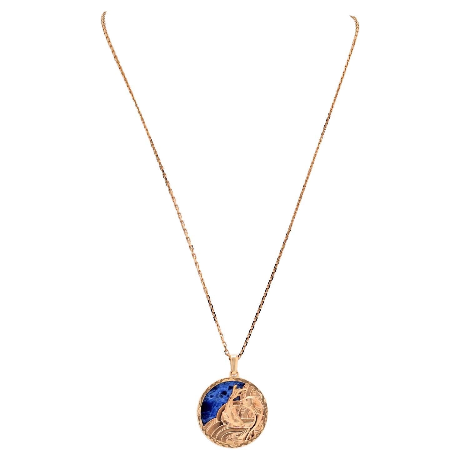 Enter the celestial realm with the contemporary Zodiaque long necklace, specifically the Piscium (Pisces) design by Van Cleef & Arpels. Crafted in 18K rose gold, this necklace is a mesmerizing blend of tradition and modern elegance, inspired by Van