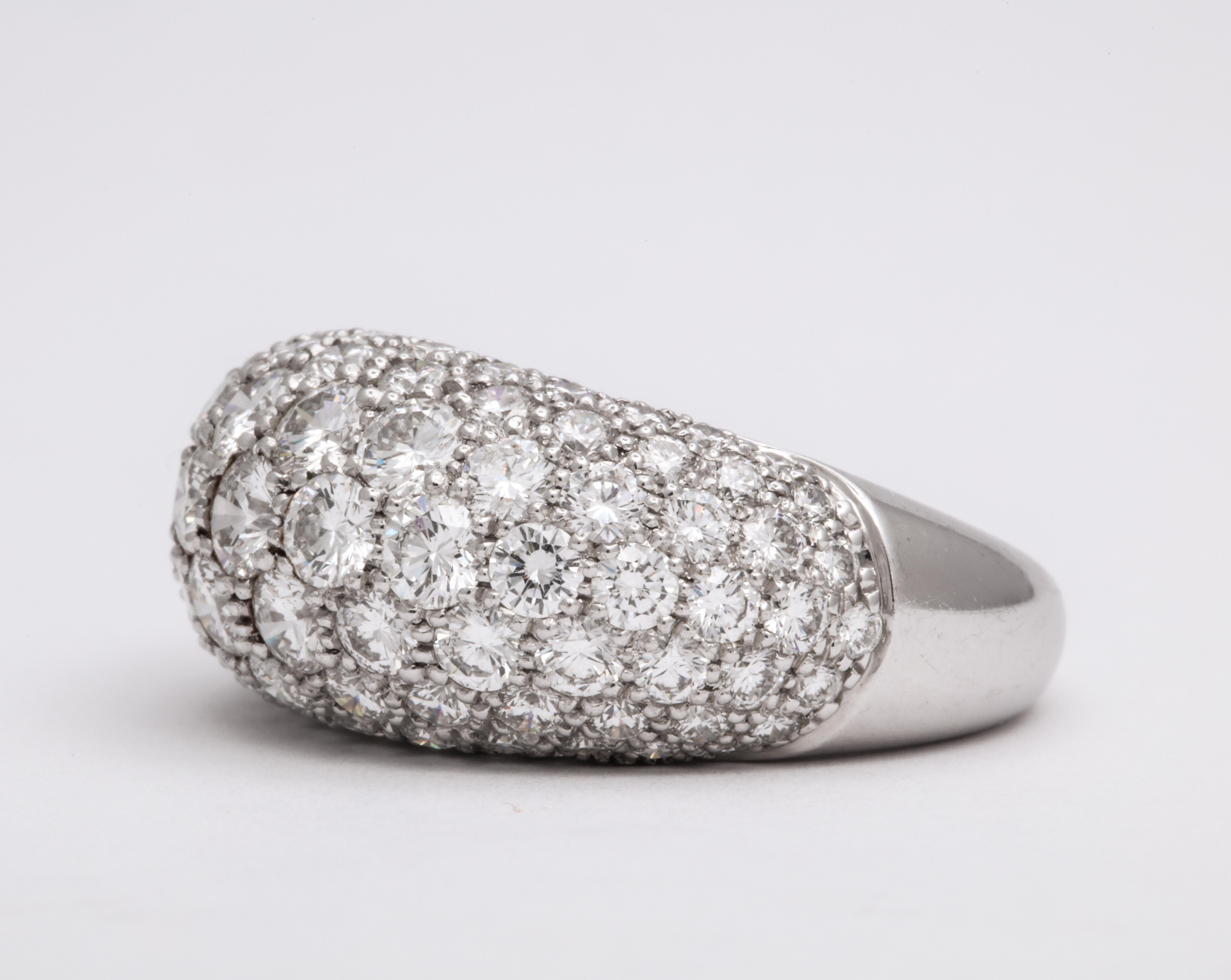 Women's or Men's Van Cleef & Arpels Platinum Dome Ring with Diamonds For Sale